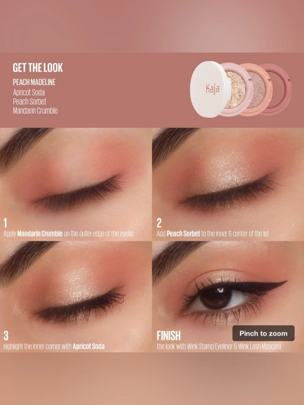 KAJA NWT Beauty Bento Stacked Eyeshadow Trio, (16) Peach Madeline